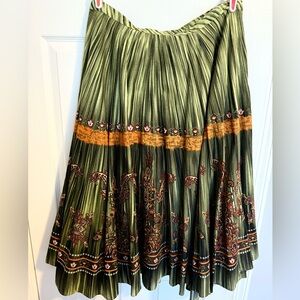 Coldwater Creek Green and Orange A-Line Skirt